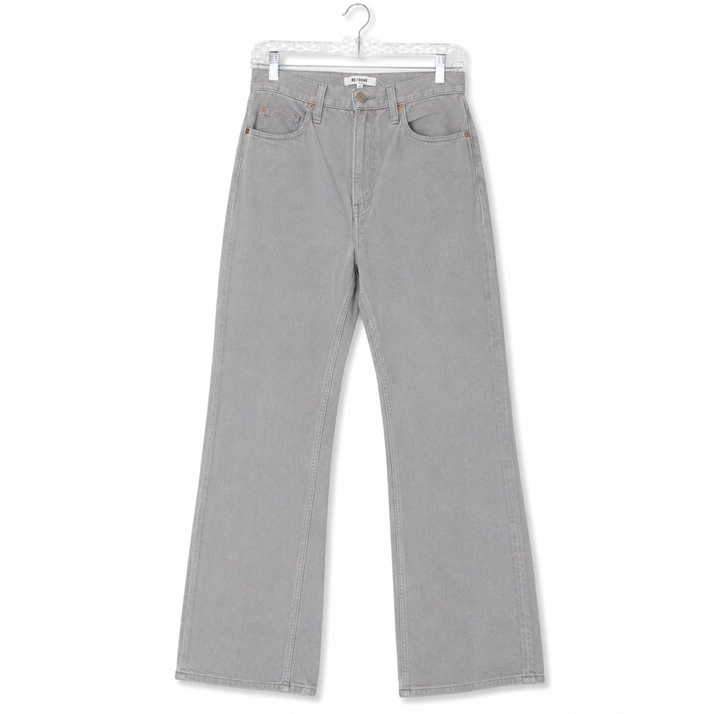 RE/DONE High Rise Wide Leg Corduroy Pants Washed Slate Grey Womens Size 26 Flare